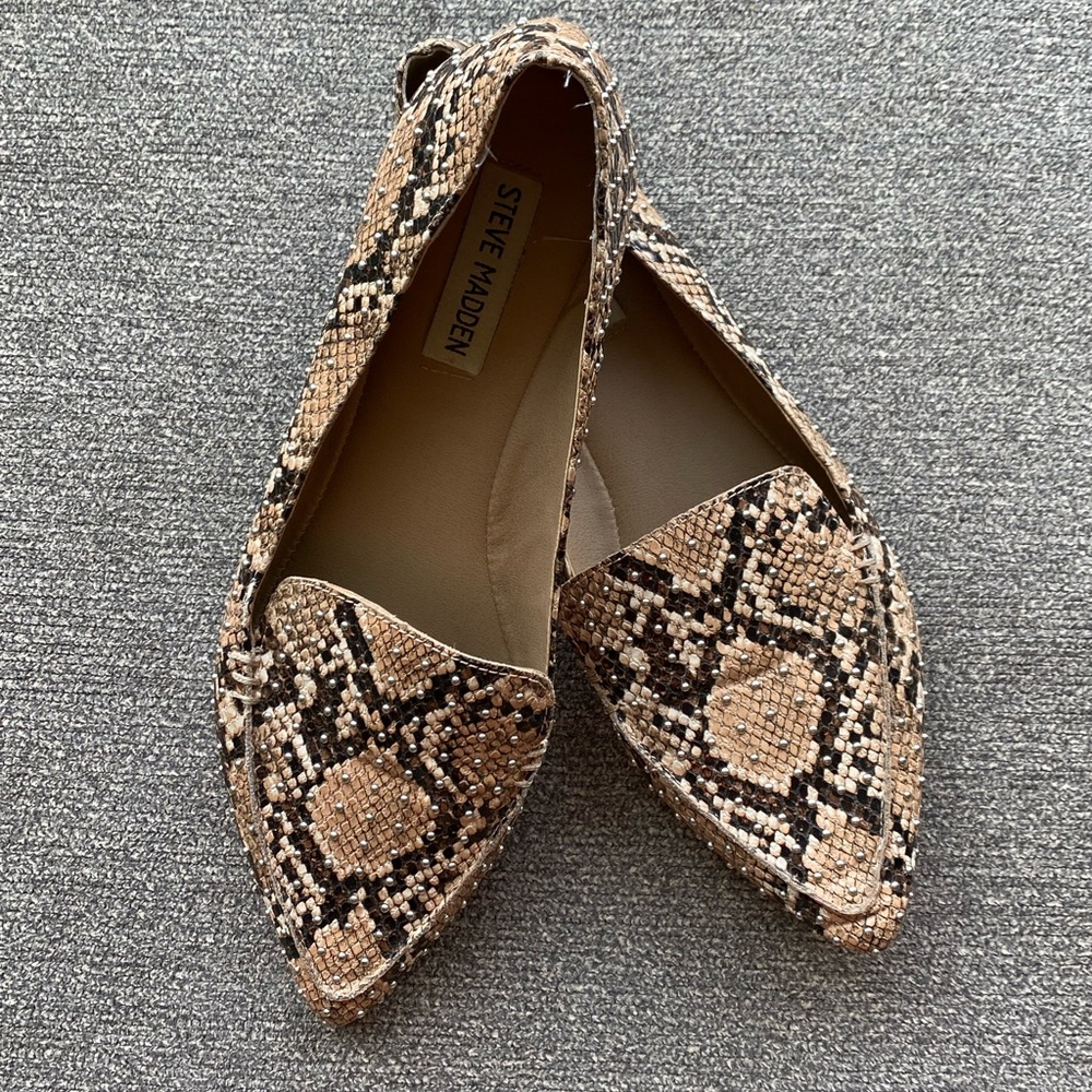 Steve Madden | Embellished Snake Print Flats